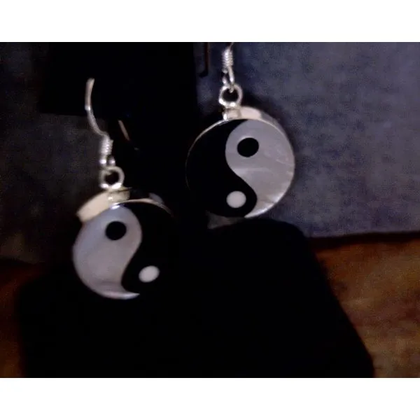 Silver Yin/Yang Mother of Pearl/Enamel Drop Earring Vulcan's Forge LLC KANSAS CITY, MO