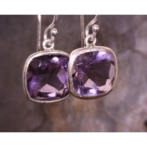 Sterling Cushion Cut Amethyst Drops Vulcan's Forge LLC KANSAS CITY, MO