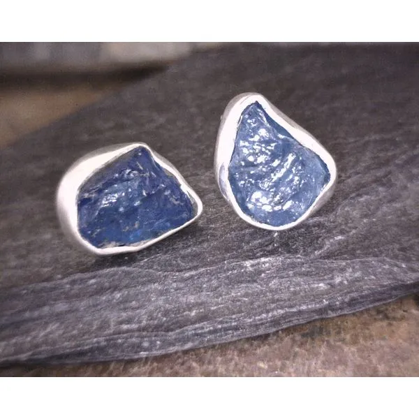 Sterling Raw Blue Apatite Studs Vulcan's Forge LLC KANSAS CITY, MO