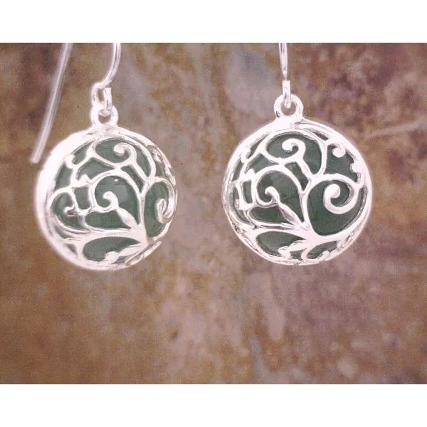Sterling Round Aventurine in Filigree Drops Vulcan's Forge LLC KANSAS CITY, MO