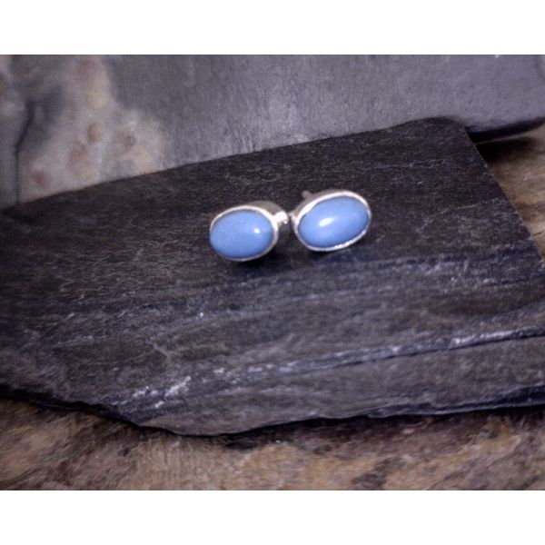 Sterling Oval Bezel Turquoise Studs Vulcan's Forge LLC Kansas City, MO
