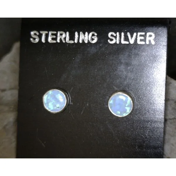 Sterling 4mm Blue Opal Stud Earring Vulcan's Forge LLC KANSAS CITY, MO
