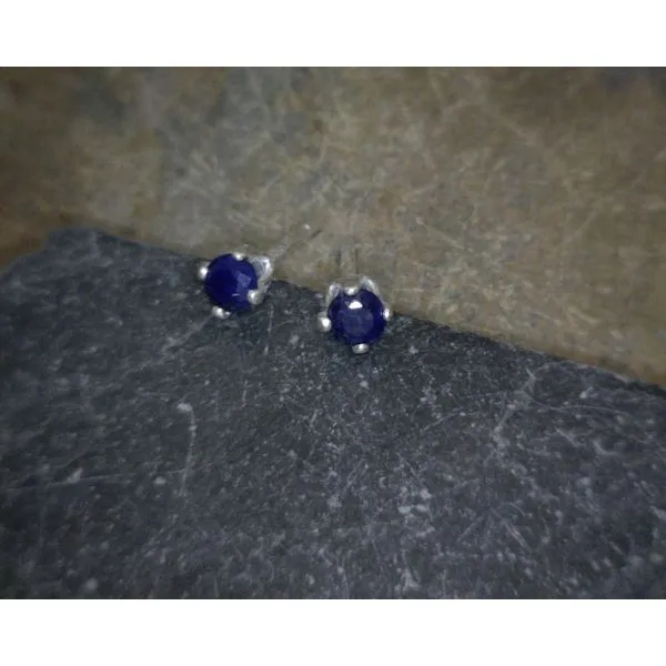 Sterling Round Lapis Studs Vulcan's Forge LLC Kansas City, MO
