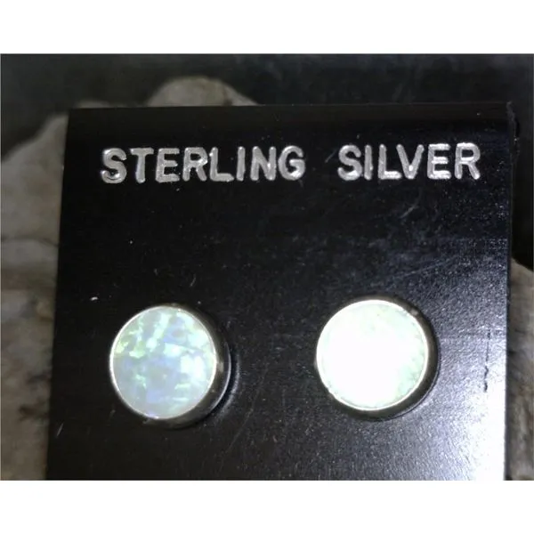 Sterling 7mm Round Green Opal Stud Vulcan's Forge LLC Kansas City, MO