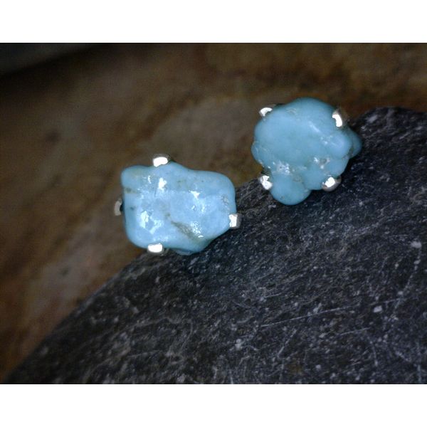 Sterling Raw Turquoise Studs Vulcan's Forge LLC Kansas City, MO
