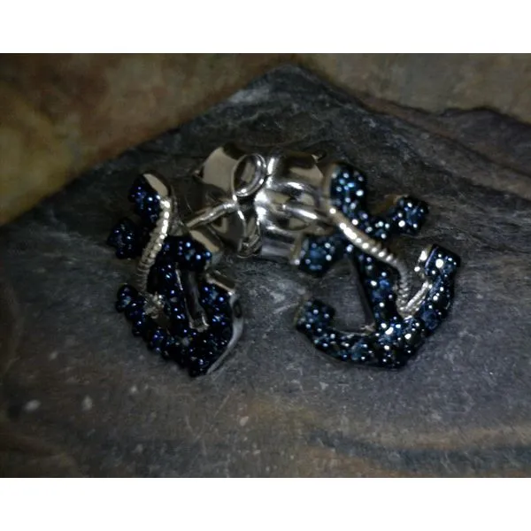 Sterling .08ct Blue Diamond Anchor Studs Vulcan's Forge LLC Kansas City, MO