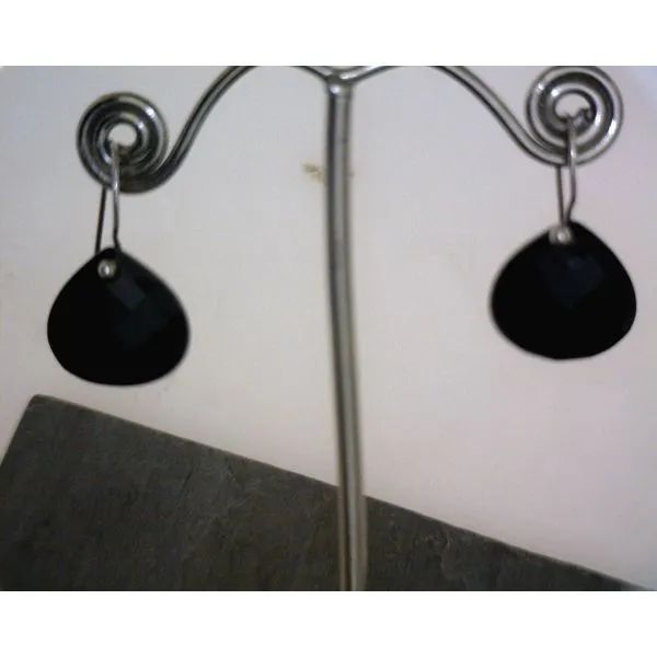 Sterling Silver Faceted Onyx Drop Earrings Vulcan's Forge LLC Kansas City, MO