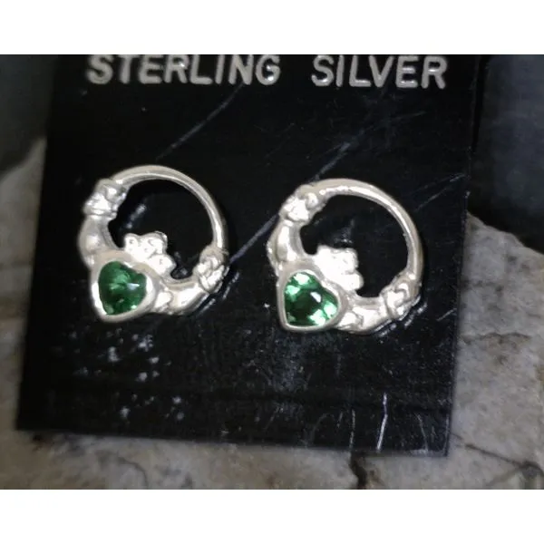 Sterling Claddaugh Green Stone Stud Vulcan's Forge LLC Kansas City, MO