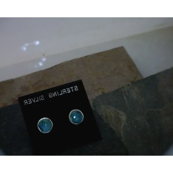 Turquoise Cabochon Bezel Stud Earrings Vulcan's Forge LLC Kansas City, MO