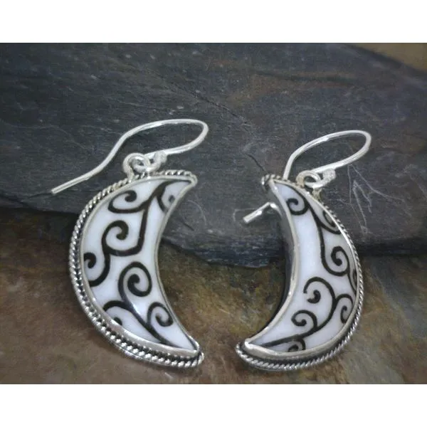 Sterling Bone Moon Tattoo Drop Earrings Vulcan's Forge LLC Kansas City, MO