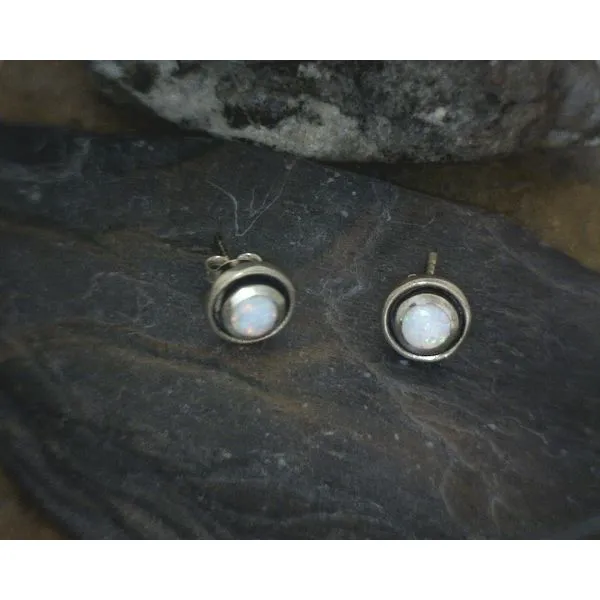 SS White Opal Stud Earrings Vulcan's Forge LLC Kansas City, MO