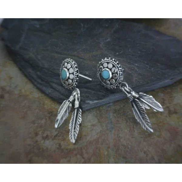 Sterling Turquoise Dream Catcher Drop Earrings Vulcan's Forge LLC Kansas City, MO