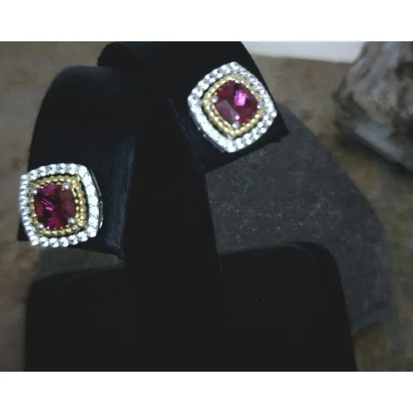 Sterling White Sapphire and Ruby  Stud Earrings Vulcan's Forge LLC Kansas City, MO