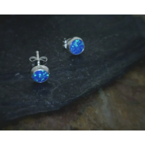 Sterling Blue 6mm Opal Studs Vulcan's Forge LLC Kansas City, MO