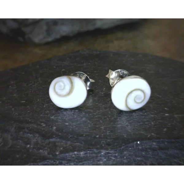 Sterling Shiva Shell Stud Earrings Vulcan's Forge LLC Kansas City, MO