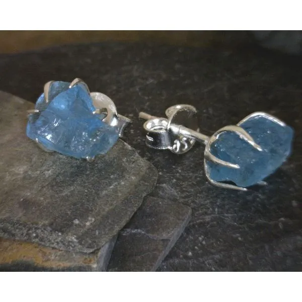 Sterling Raw Apatite Stud Earrings Vulcan's Forge LLC KANSAS CITY, MO