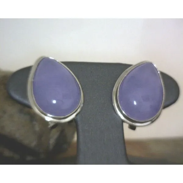 Sterling Purple Jade Omega Back Earrings Vulcan's Forge LLC Kansas City, MO