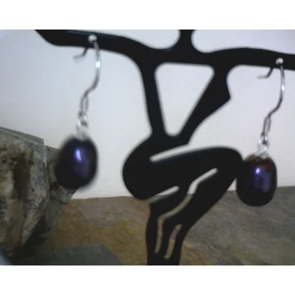 Sterling Black Pearl Drop Earrings Vulcan's Forge LLC Kansas City, MO