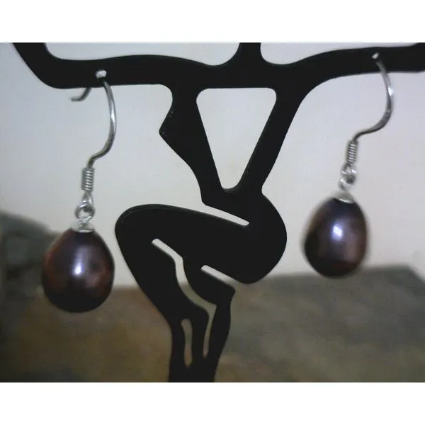 Sterling Black Pearl Drop Earrings Vulcan's Forge LLC KANSAS CITY, MO