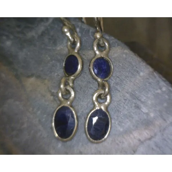 SS Drop Round & Oval Sapphire Earrings Vulcan's Forge LLC Kansas City, MO
