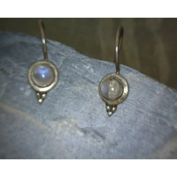 SS Drop Bz Cabochon Moonstone Earrings Vulcan's Forge LLC KANSAS CITY, MO