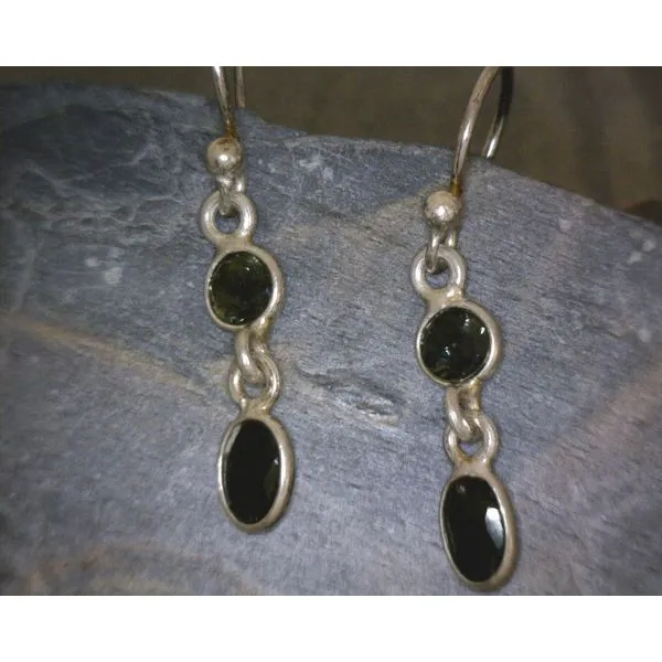 SS Drop Round & Oval Green Tourmaline Earrings Vulcan's Forge LLC Kansas City, MO