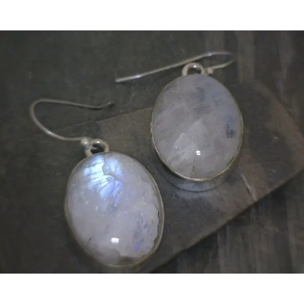 SS Oval Moonstone Drop Earrings Vulcan's Forge LLC Kansas City, MO