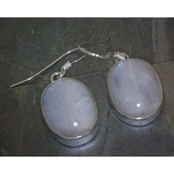 SS Oval Moonstone Drop Earrings Vulcan's Forge LLC Kansas City, MO