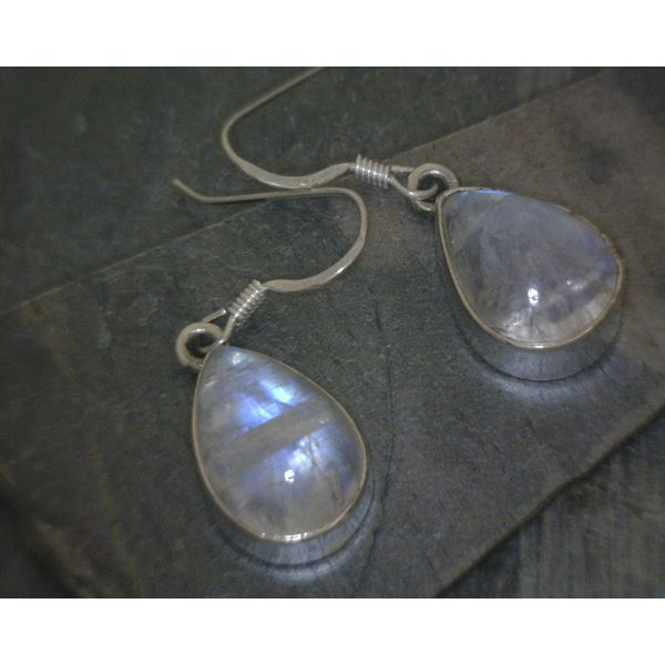 SS Cab Pear Moonstone Drop Earrings Vulcan's Forge LLC Kansas City, MO