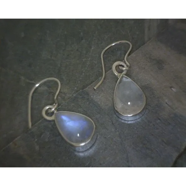 SS Cab Pear Moonstone Drop Earrings Vulcan's Forge LLC Kansas City, MO