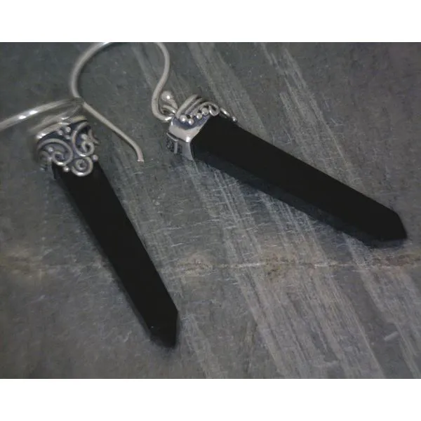 SS Onyx Obelisk Drop Earrings Vulcan's Forge LLC KANSAS CITY, MO