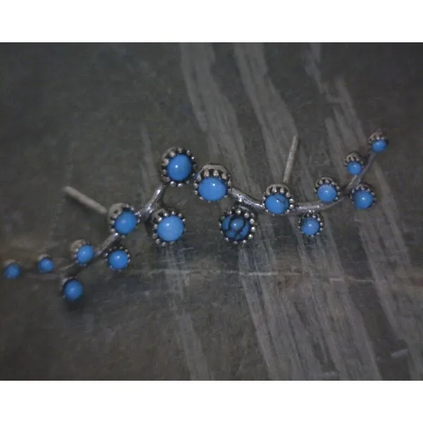 SS Turquoise Flower Earrings Vulcan's Forge LLC Kansas City, MO