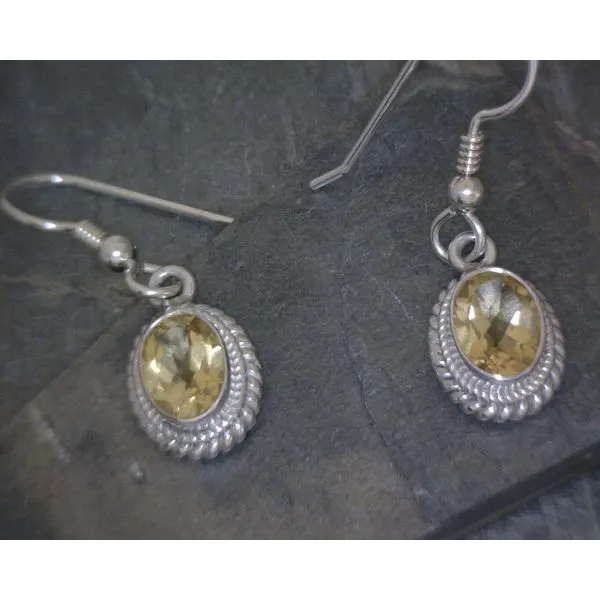 SS Oval Faceted Citrine Rope Edge Earrings Vulcan's Forge LLC KANSAS CITY, MO