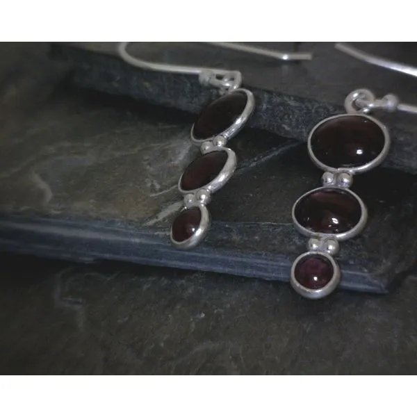 SS Three Stack Cabochon Oval Garnet Earrings Vulcan's Forge LLC KANSAS CITY, MO