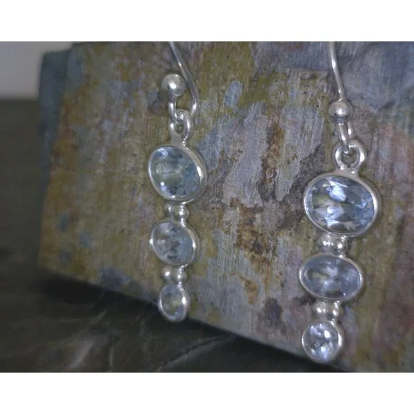SS Three Stack Faceted Oval Blue Topaz Earrings Vulcan's Forge LLC KANSAS CITY, MO