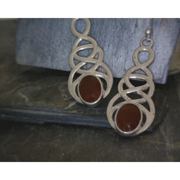 SS Twisted Knot Style W/ Faceted Carnelian Earrings Vulcan's Forge LLC Kansas City, MO