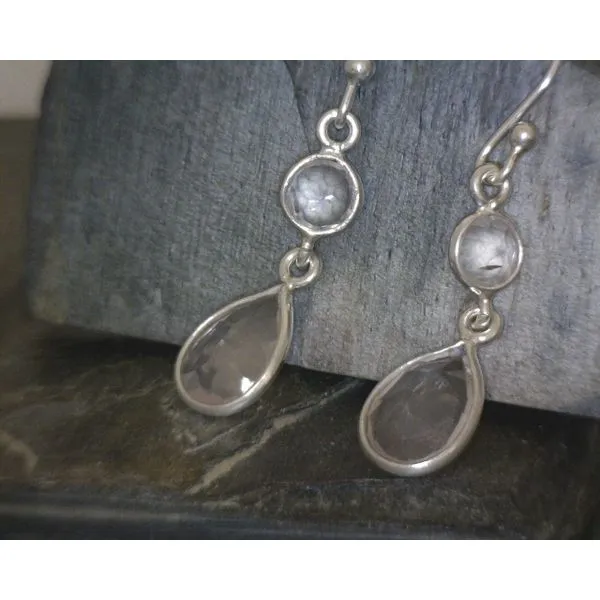 SS Two Stone Tear Drop Rose Quartz Earrings Vulcan's Forge LLC KANSAS CITY, MO