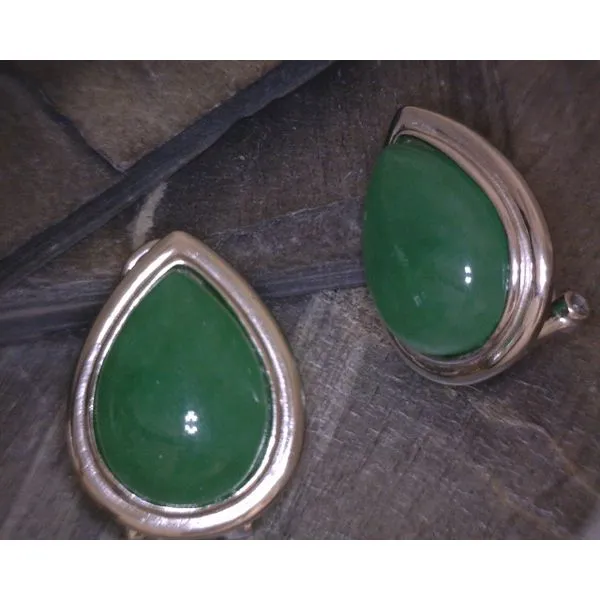 SS Pear Jade Lever Back Earrings Image 2 Vulcan's Forge LLC KANSAS CITY, MO