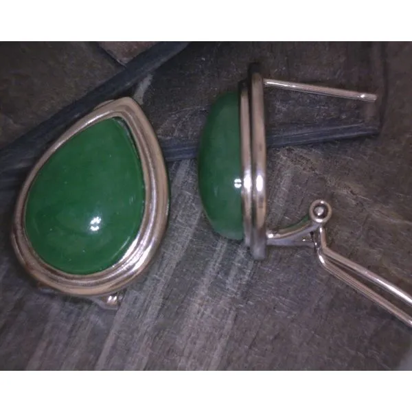 SS Pear Jade Lever Back Earrings Vulcan's Forge LLC KANSAS CITY, MO