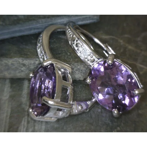 SS Oval Amethyst W Diamond Accent Drop Earring Vulcan's Forge LLC KANSAS CITY, MO