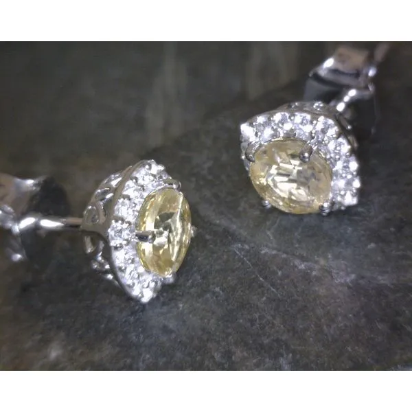 SS Round Citrine W White Sapphire Halo Earring Vulcan's Forge LLC KANSAS CITY, MO