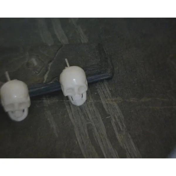 SS Carved Horn White  Skull Stud Earrings Vulcan's Forge LLC KANSAS CITY, MO