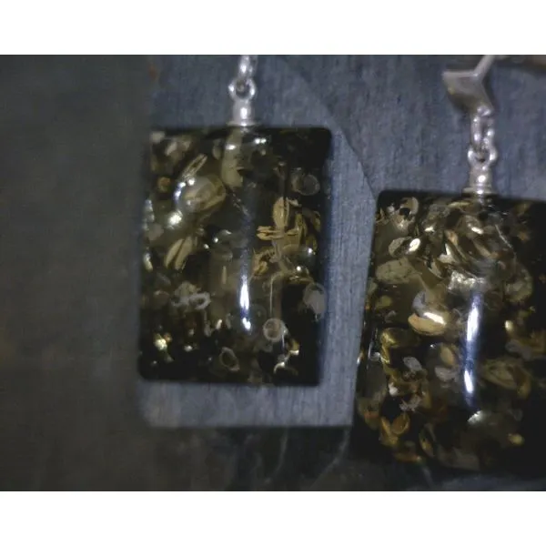 SS Green Amber Square Dangle Earrings Vulcan's Forge LLC KANSAS CITY, MO