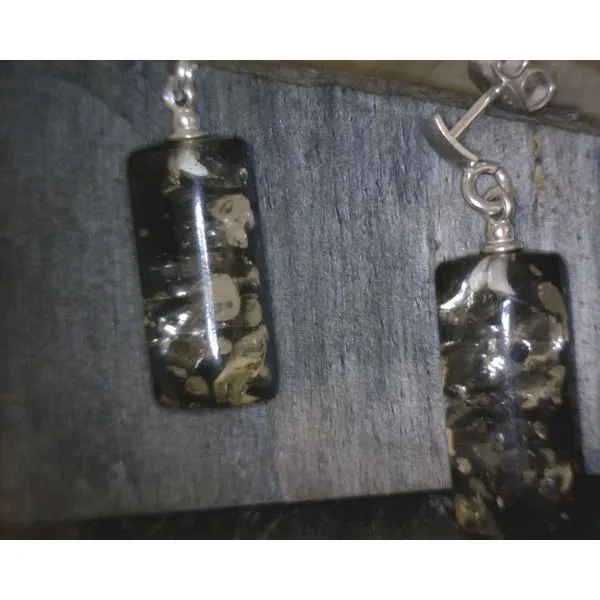 SS Green Amber Rectangle Dangle Earrings Vulcan's Forge LLC KANSAS CITY, MO