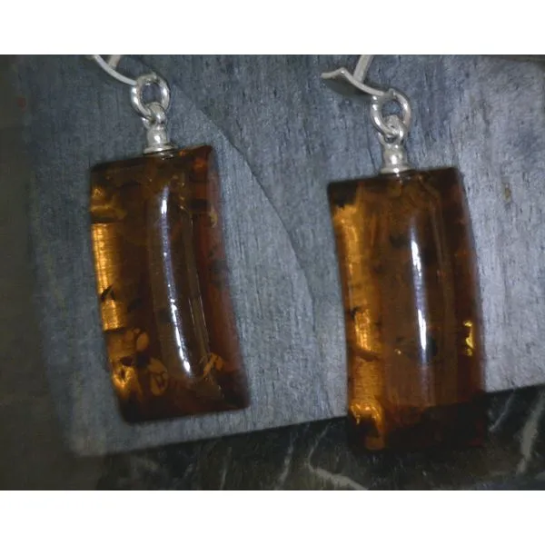SS Amber Rectangle Dangle Earrings Vulcan's Forge LLC KANSAS CITY, MO