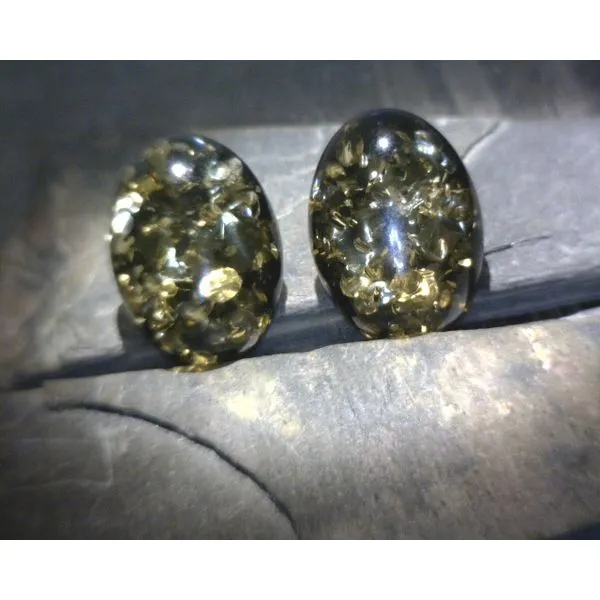 SS Oval Cab Green Amber Studs Vulcan's Forge LLC KANSAS CITY, MO