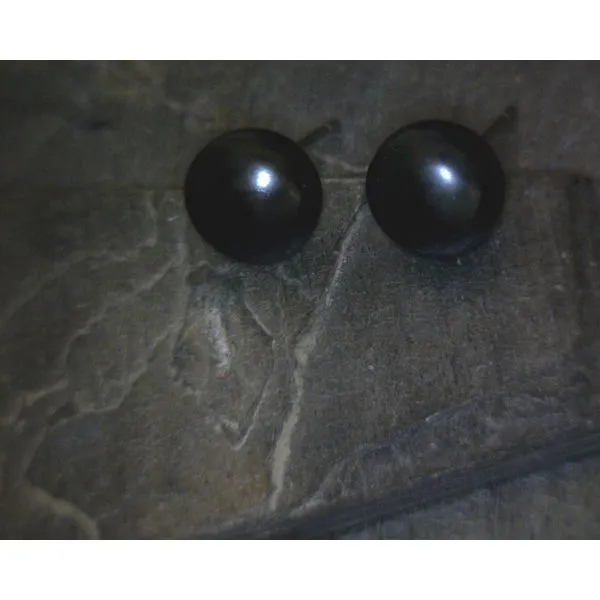 SS Button Black Pearl Stud Earrings Vulcan's Forge LLC KANSAS CITY, MO