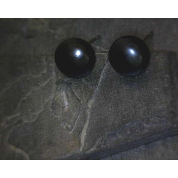SS Button Black Pearl Stud Earrings Vulcan's Forge LLC Kansas City, MO