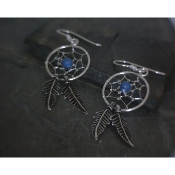 SS Dream Catchers W/ Small Center Turquoise Drop Earrings Vulcan's Forge LLC KANSAS CITY, MO