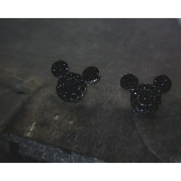 SS Black Stone Small Mouse Head Silhouette Studs Vulcan's Forge LLC KANSAS CITY, MO